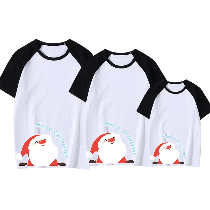 

High Quality 1Piece Short Sleeve T-shirt Cotton Matching Family Outfits Christmas Style Mommy And Daughter Matching Clothes