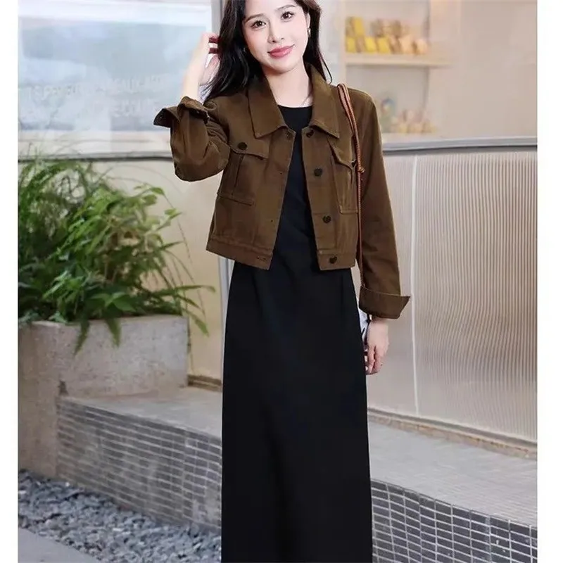 Модная женская джинсовая куртка пальто новинка 2024 весна-осень короткая