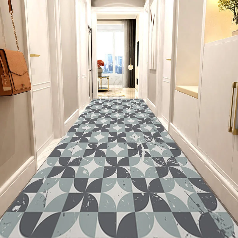 

Modern Luxury Geometric Printing Crystal Velvet Corridor Long Rug Staircase Rug Living Room Entrance Door Mat Kitchen Small Rug