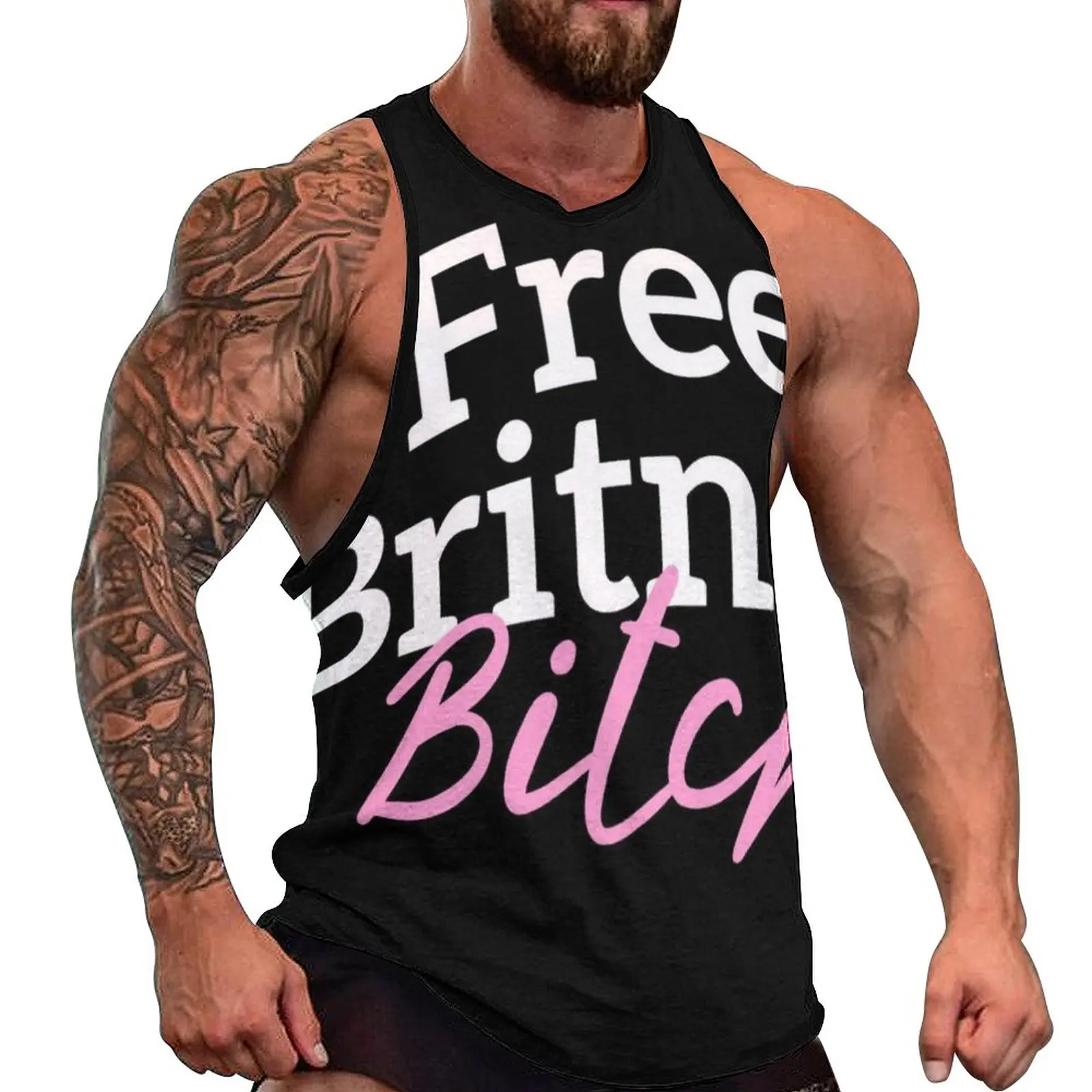 

Free Britney Graffiti Tank Top Man Freedom Tops Summer Design Workout Cool Oversize Sleeveless Vests