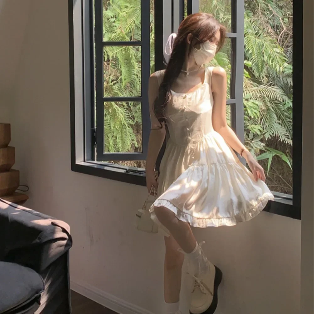 Платья женские тонкие с грибком универсальные однотонные трапециевидные без