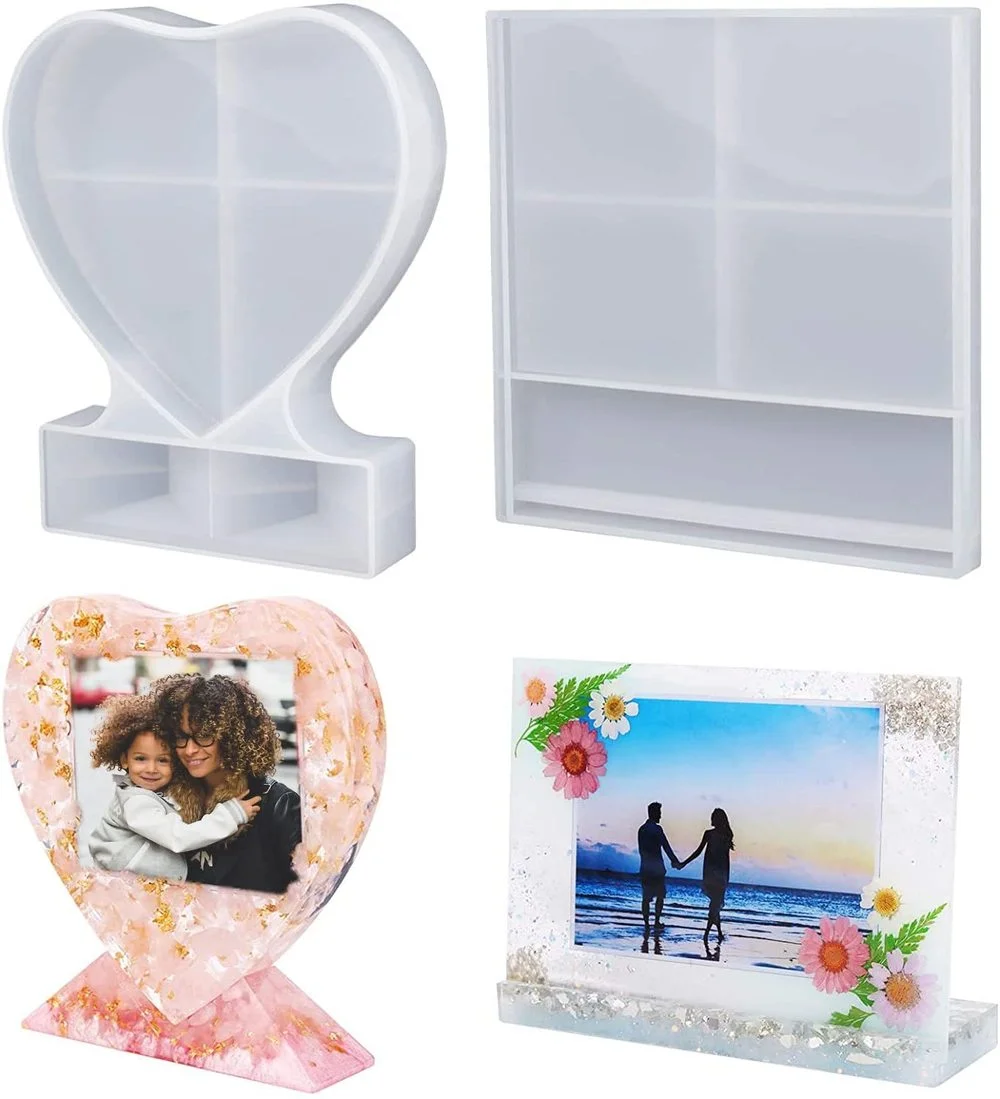 

Square Heart Shape Resin Photo Frame Silicone Molds DIY Home Table Decor Handicrafts Making Epoxy Casting Mold Handmade Gifts