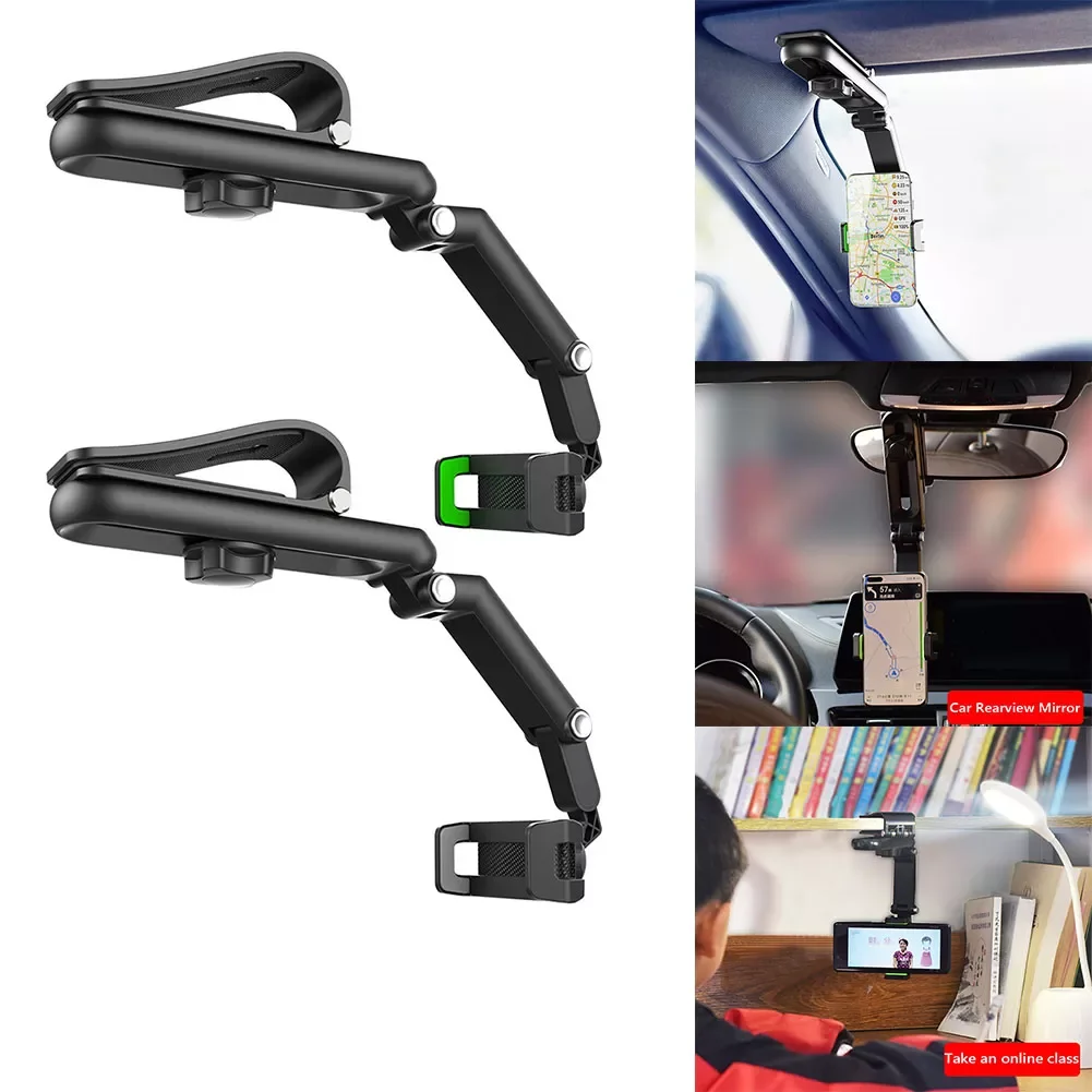 

1080 Rotation Car Clip Sun Visor Cell Phone Holder Universal Phone Mount for iPhone XS GPS Rearview Mirror Stand Car Mobile Clip