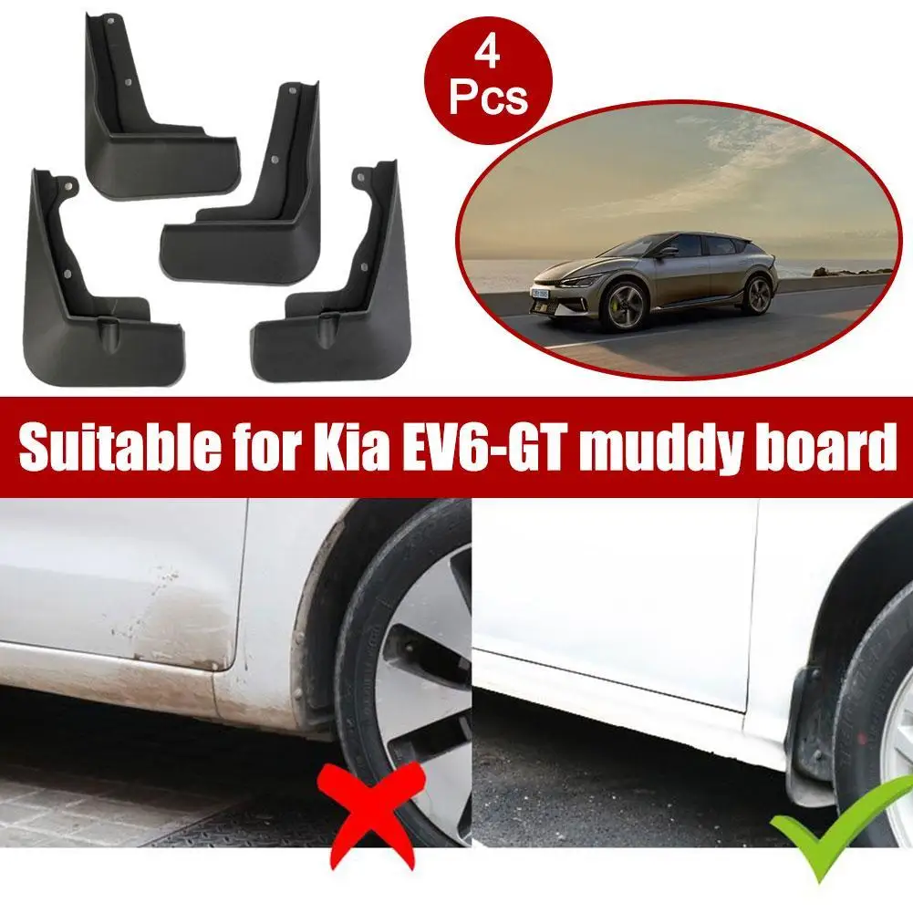 

4pcs Car Front Rear Fender For KIA EV6 GT-Line Model 2022 ABS Car Black Mud Flaps Mudguard Car Accessories