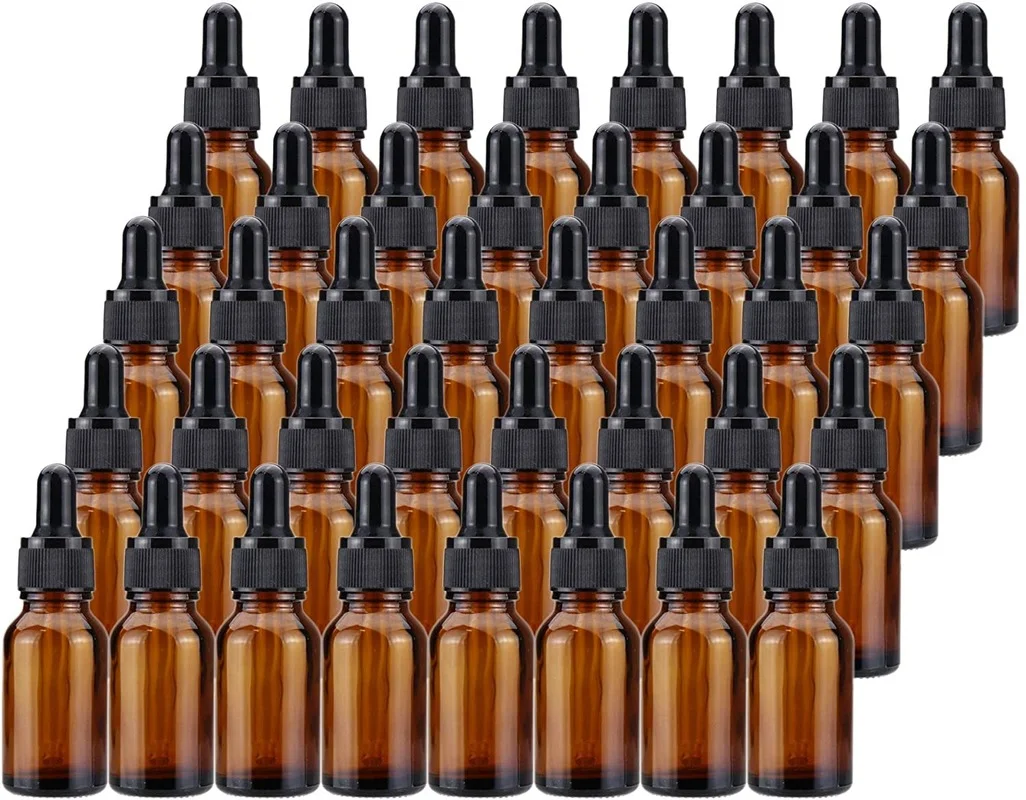 

40 Pack Amber Glass Bottles Eye Dropper 1/2 oz Dropper Bottles for Essential Oils Perfumes Aromatherapy Chemistry Lab Chemicals