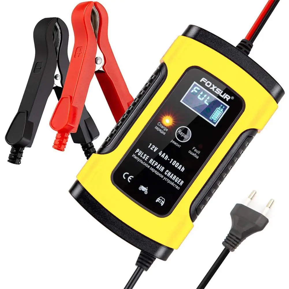 12v 6a Car Motorcycle Intelligent Pulse Charger With Lcd Lead-acid Battery Repair Type Smart Chargers
