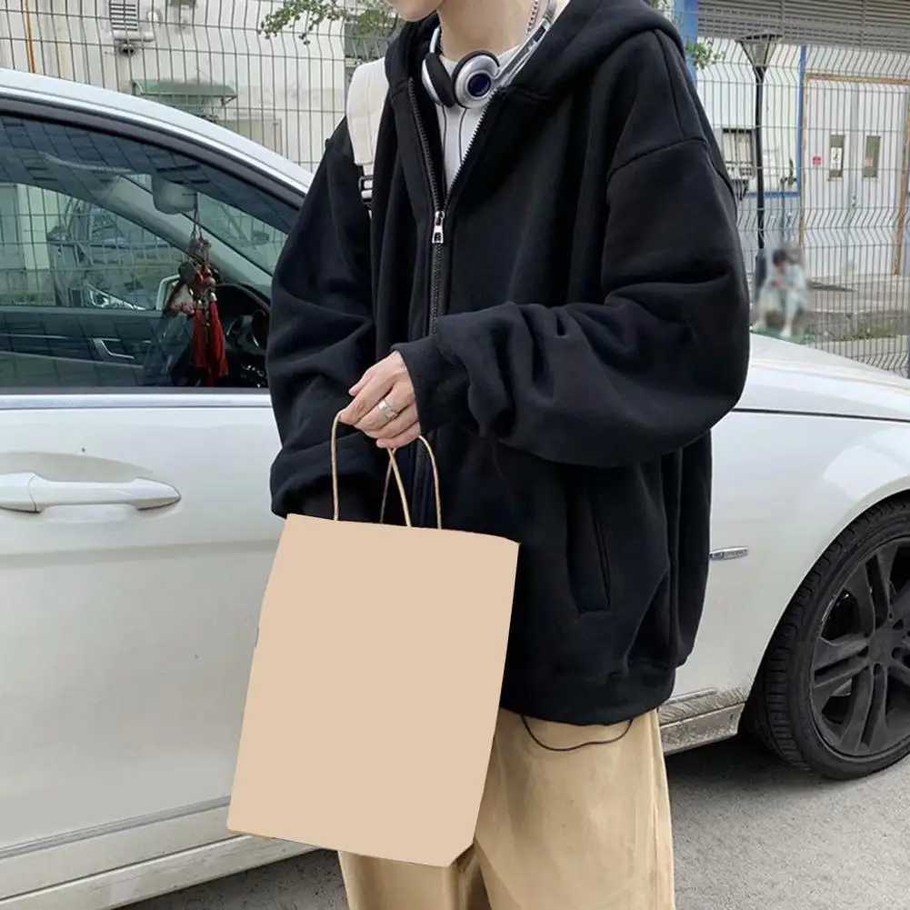 

Winter Hoodie Chic Pure Color Elastic Cuff Men Coat Solid Color Cardigan Men Coat