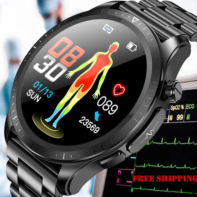 

2023 New Smartwatch Men Blood Glucose Monitor Health Smart Watch Women ECG+PPG Blood Pressure Thermometer IP68 Waterproof Sport