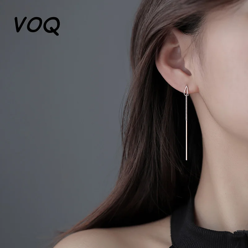 

VOQ Silver Color Two Wear Earrings Women New Design Exquisite Long Chain Earrings Whole