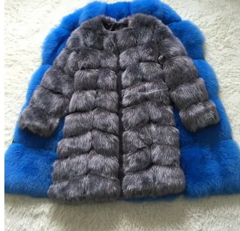 New Medium Long Fake Fox Fur Jacket Women Winter Faux Fox Fur Jackets Woman Warm Artifical Fox Fur Coats Female Ladies Fur