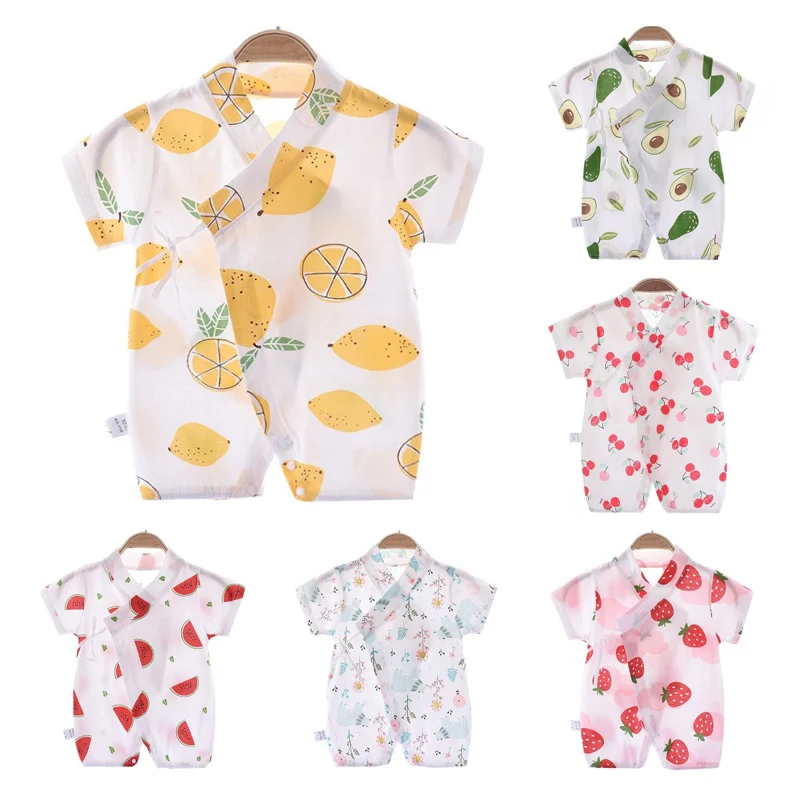 

2022 Summer Toddler Romper Jumpsuit Cartoon Newborn Baby Rompers Cotton Short Sleeve Thin Clothes 0-18M