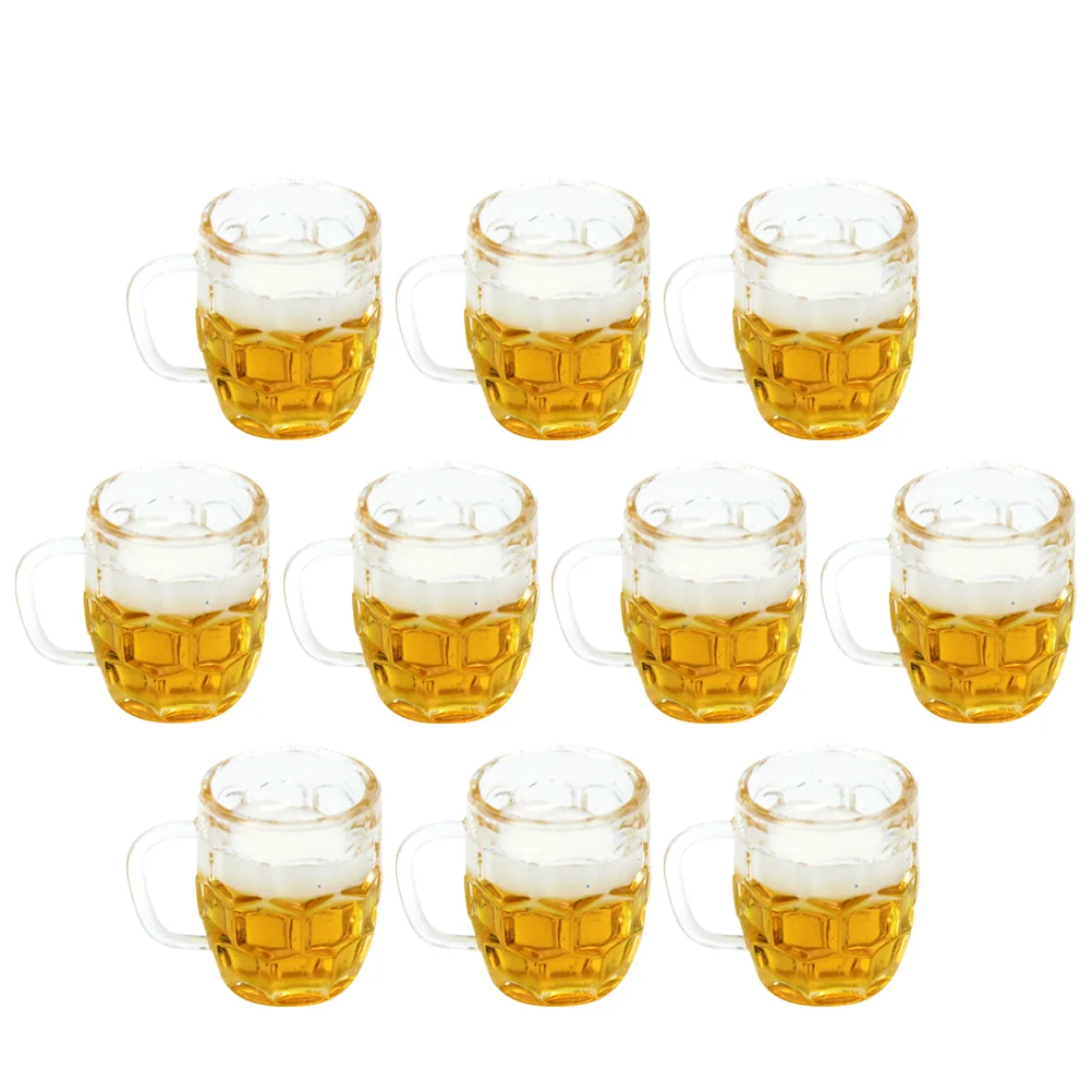

10 Pcs Simulation Beer Mini Mugs Decorations Home Props Scene Adorns Miniature House Supply Resin Child Dollhouse Miniatures