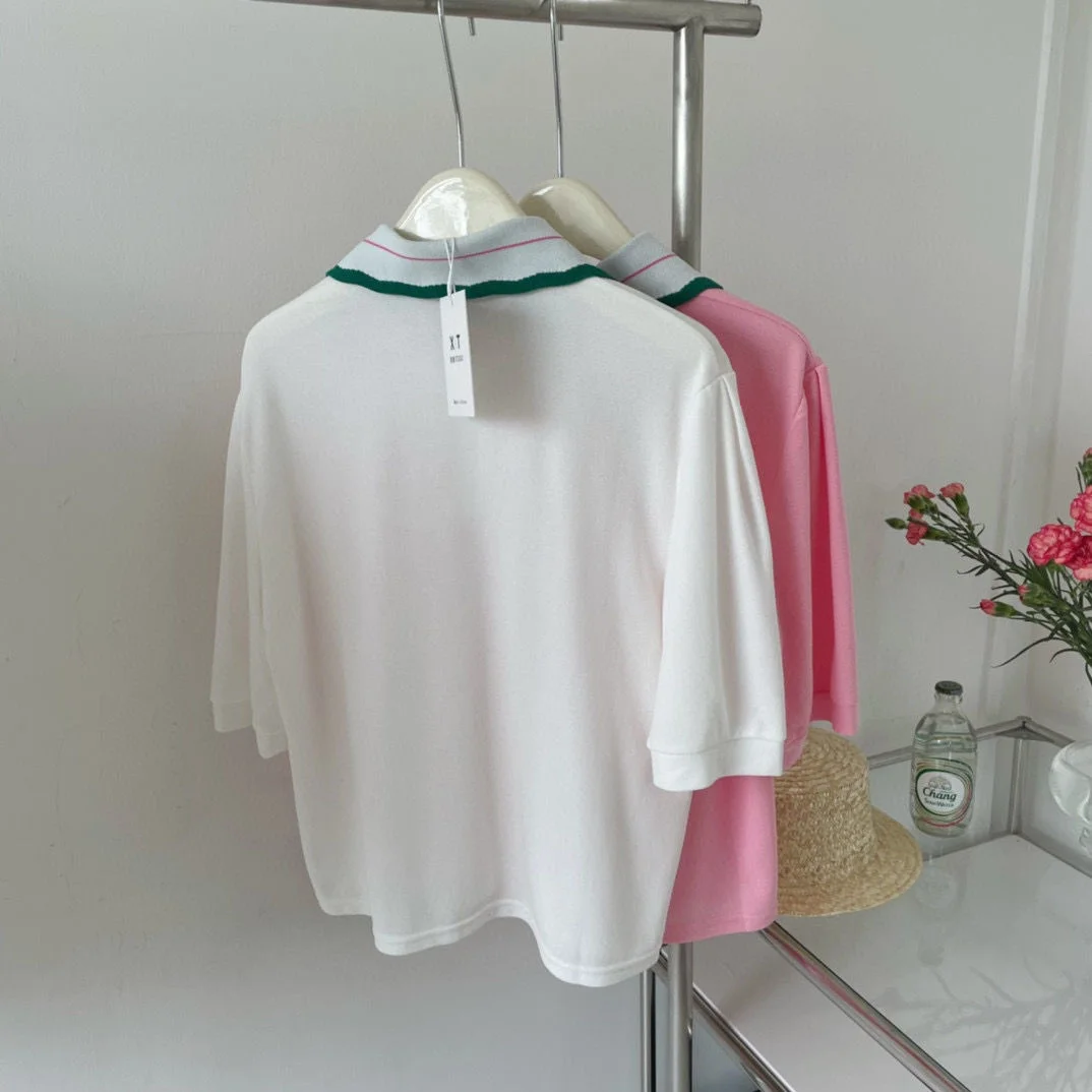 Женская футболка-поло с коротким рукавом и воротником-стойкой |