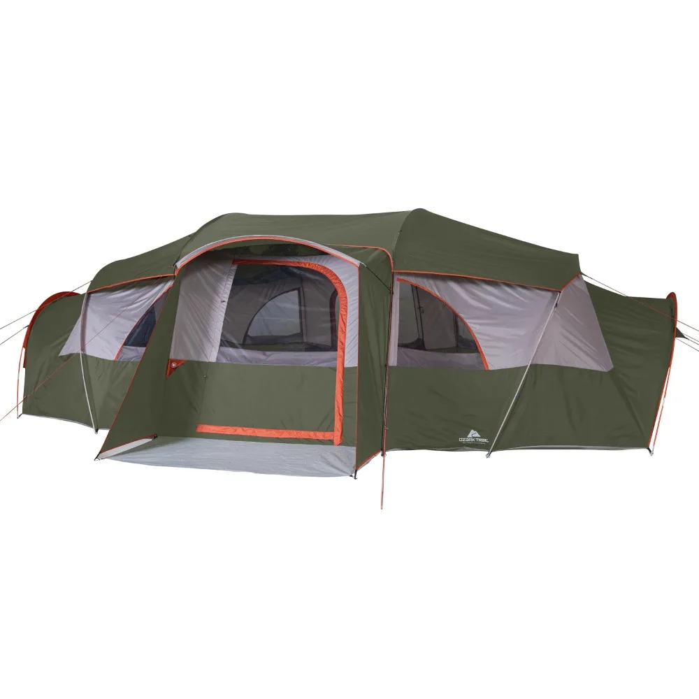 

Tents Outdoor Camping Ozark Trail Hazel Creek 18-Person Cabin Tent, with 3 Covered Entrances