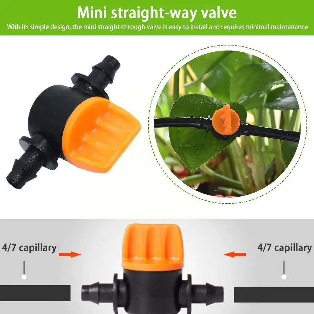 

20 шт. мини-клапан 4/7 мм, контроллер шланга, адаптер с зазубринами, фитинги для орошения, капельная микросельскохозяйственная система полива ...