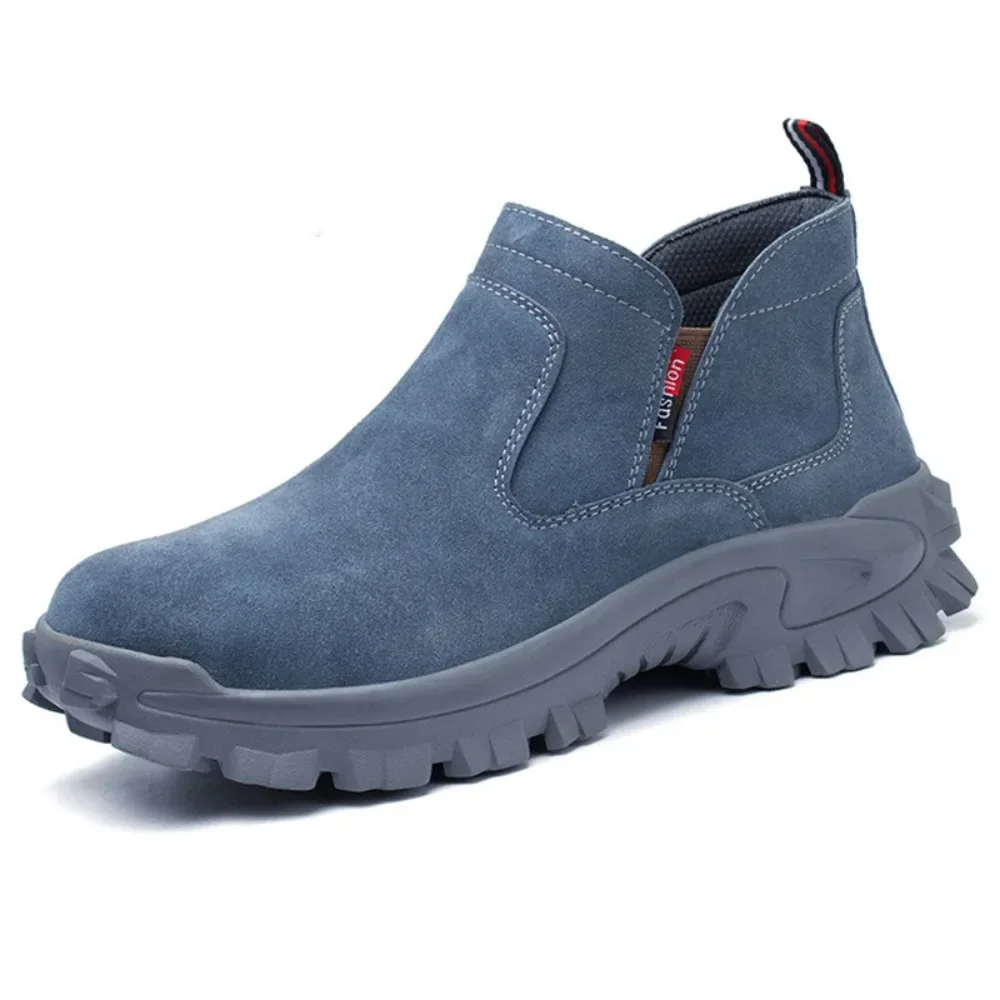 

Защитная обувь из воловьей кожи с защитой от ударов, мужские строительные сварочные рабочие ботинки, износостойкая неразрушаемая Уличная обувь