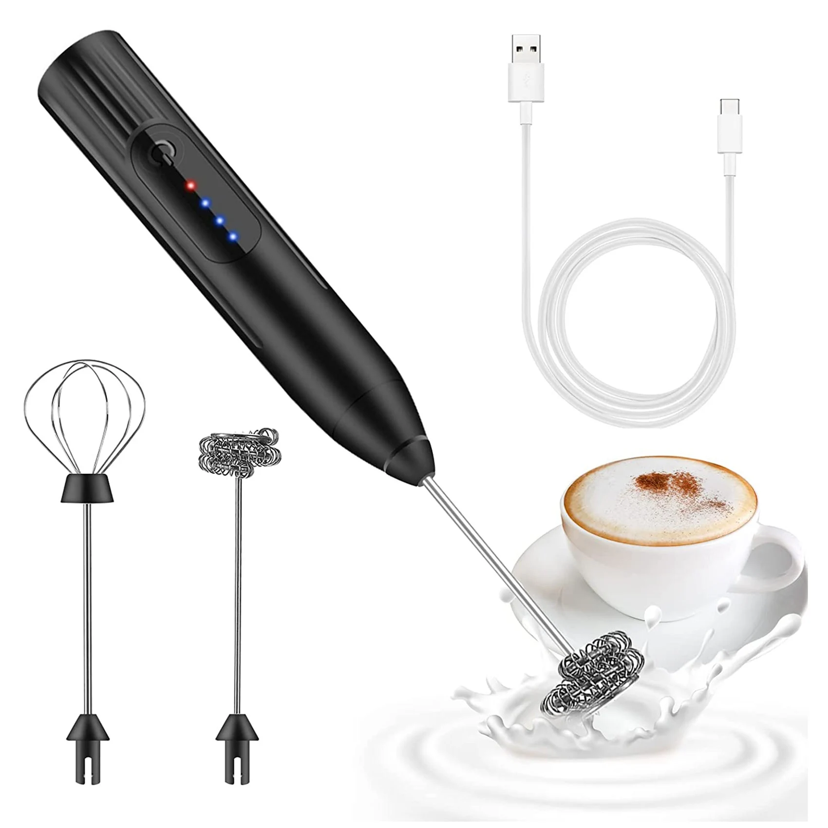 

Milk Frother Electric Wand,USB Rechargeable Milk Frother Electric, for Coffee Cappuccino Latte Hot Chocolate