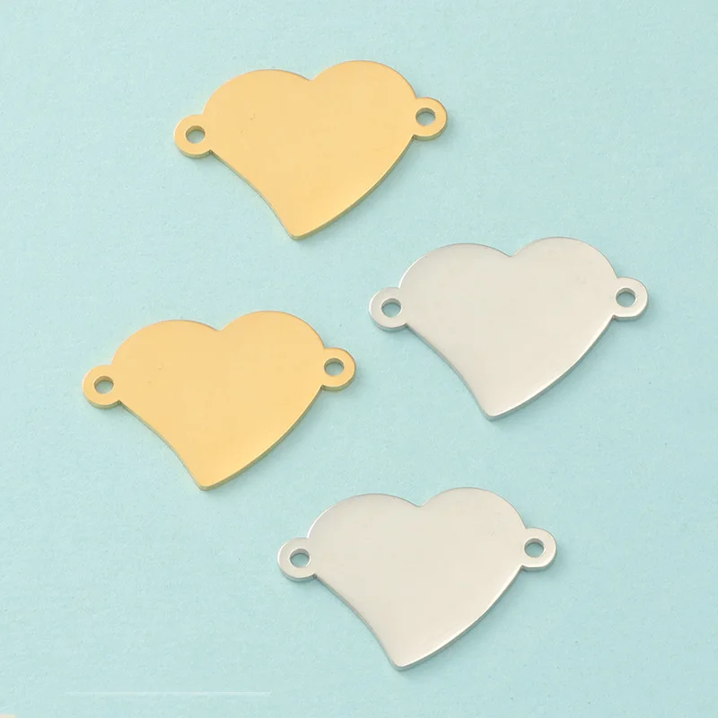 

New Shape 17x25mm Stainless Steel Mirror Polished Heart Love Charms Connectors For Women Necklace Bracelet DIY 20piece/lot