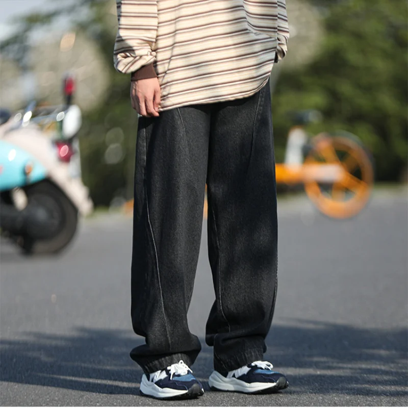 DEEPTOWN Vintage Wide Leg Jeans Men Baggy Oversize Denim Pants Male Loose Casual Trousers Retro Streetwear Hip Hop Fashion