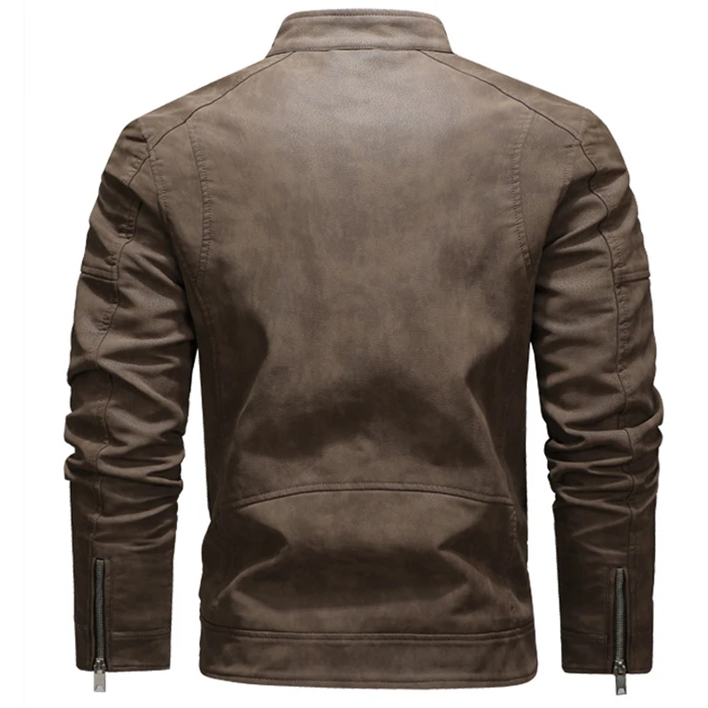 Зимняя мужская куртка из искусственной кожи верхняя одежда мотоциклетная