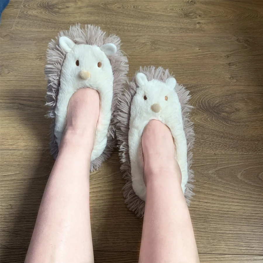 Fuzzy Socks Women Winter Warm Plush Anti Non Slip Sleeping Female Funny Cute Kawaii Cartoon Animal Floor Slippers Sock Hedgehog