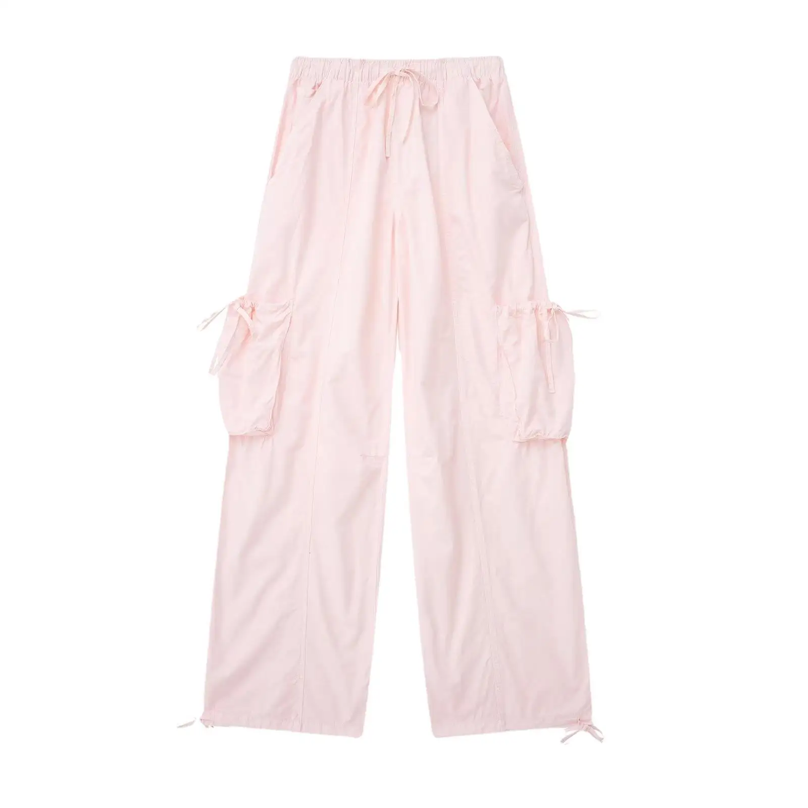 

Casual Loose Cargo Pants Women Y2k Pocket Midi Waist Lace Up Female Trousers 2023 Summer Fashion Match All Streetwear Lady Pant