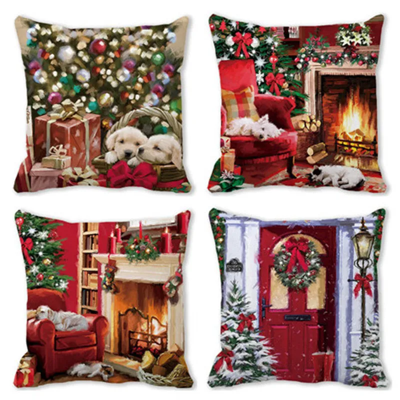 2023 Christmas Decorations for Home Ornament Happy New Year Christmas Decor 2022 45CM Merry Christmas Cushion Cover Pillowcase