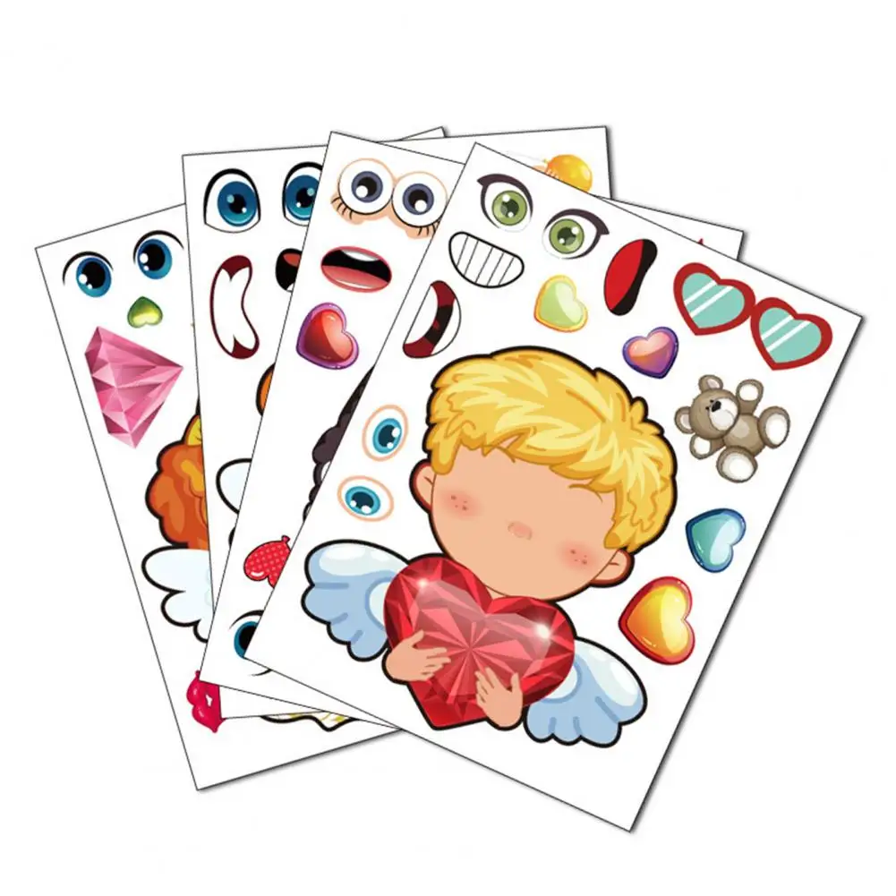 

1 Set Angel Stickers Cute Multi-color Make-a-Face Children Gift DIY Stickers Toy Cartoon Valentine Stickers
