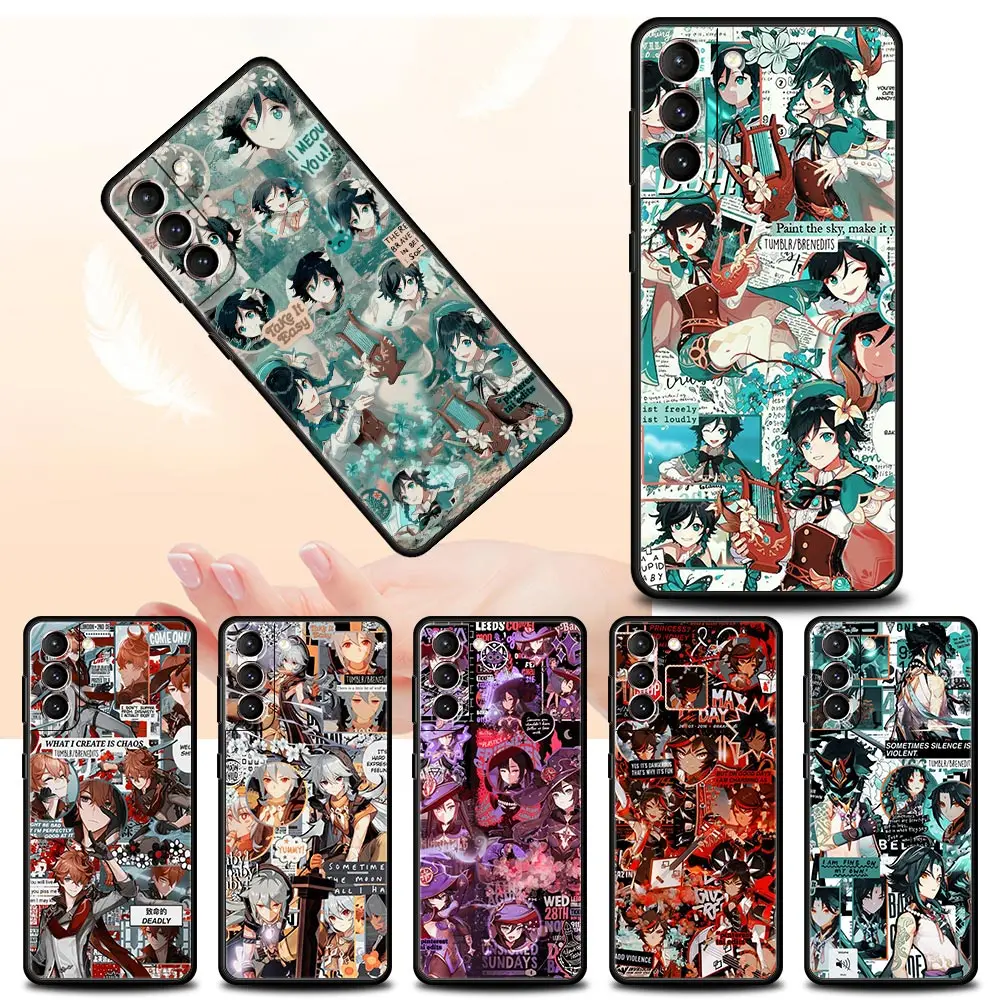 

Case For Samsung Galaxy S20 FE S21 Ultra 5G S10 Lite S10e S9 S8 Plus S7 Edge Black Soft TPU Phone Cover Genshin Impact Game