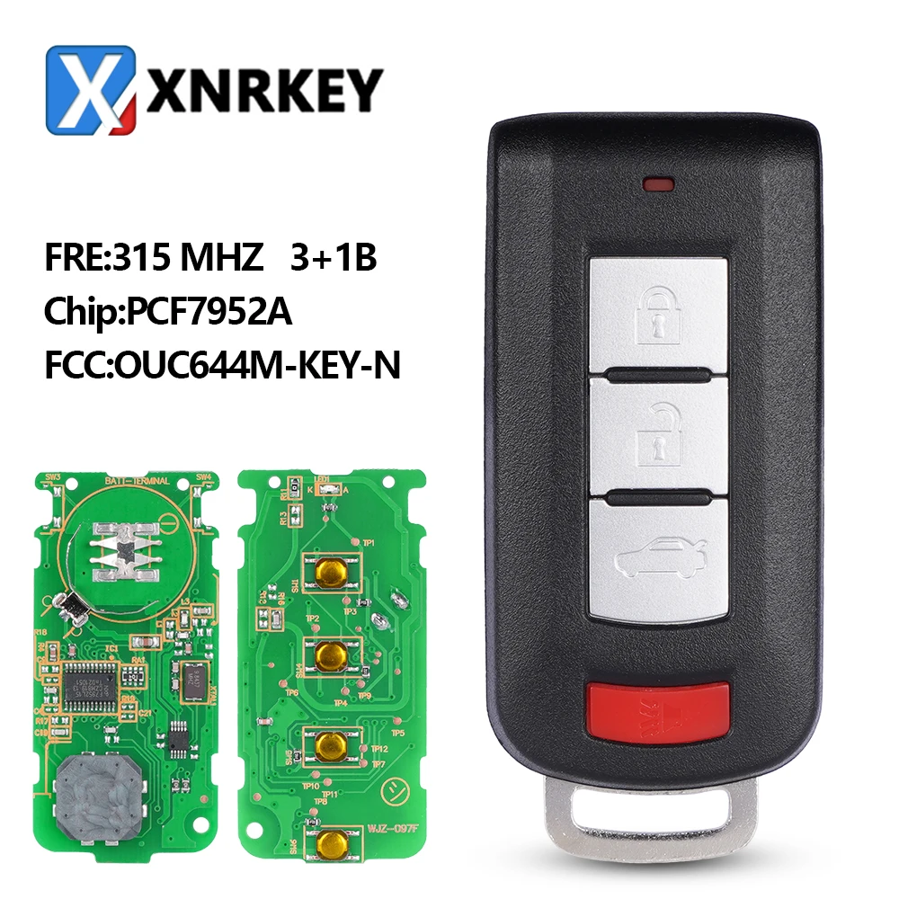 XNRKEY 3 + 1 кнопочный фонарь 433 МГц FSK PCF7952/ID46 чип для Mitsubishi Lancer Outlander ASX автомобильный |
