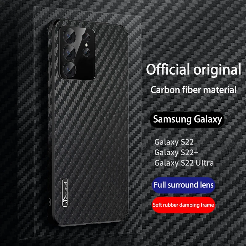 

Official Original For Samsung Galaxy S22 Ultra Karbon Carbon Case Soft edge Protective Back Cover Wireless charging Phone Case