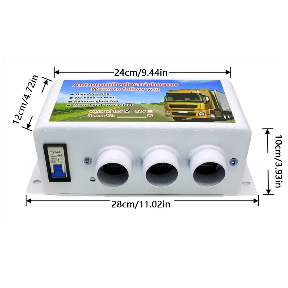 Универсальный автомобильный обогреватель 12/24 В 500 Вт-1000 Вт компактный с 3