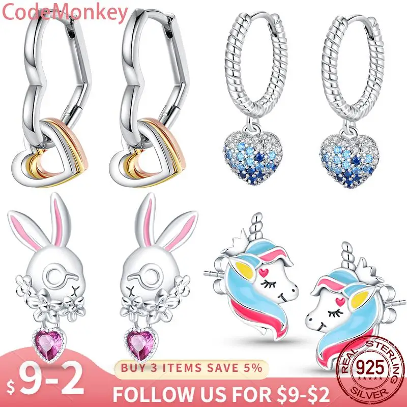 

Hot Sale 925 Sterling Silver Spring Zircon Colorful Unicorn Earrings For Women 2023 Trending Fashion Jewelry mother's day gift
