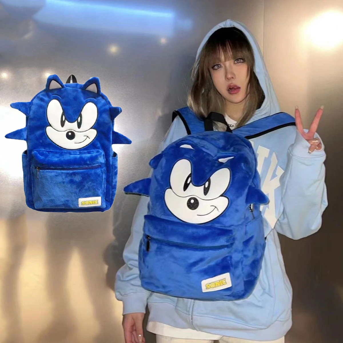 

Плюшевая сумка на плечо Y2K Sonic, модная повседневная сумка, мультяшная сумка для пары, сумки-мессенджеры, детские подарки на день рождения, игр...