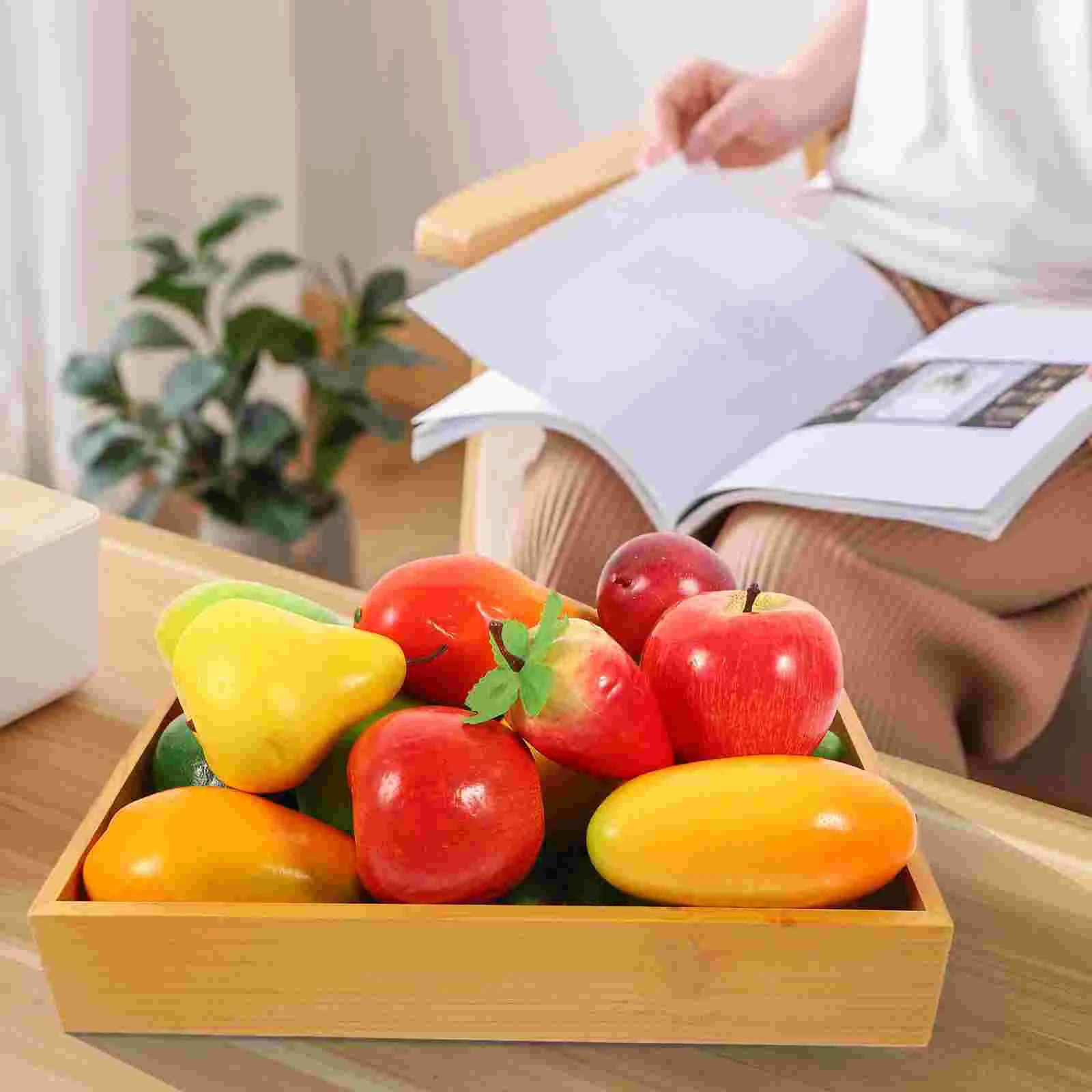 

Tray Serving Wooden Plate Platter Storage Snack Rectangular Dishbread Ottoman Wood Table Decorative Butler Coffee Fruit Kitchen