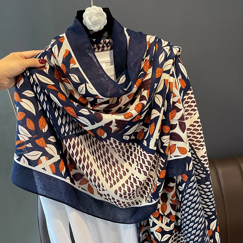 

Cotton Feeling Winter Scarf Warm Large Shawls and Wraps Pashmina Hijab Scarves Bufanda Luxury Print Headscarf 2022 New