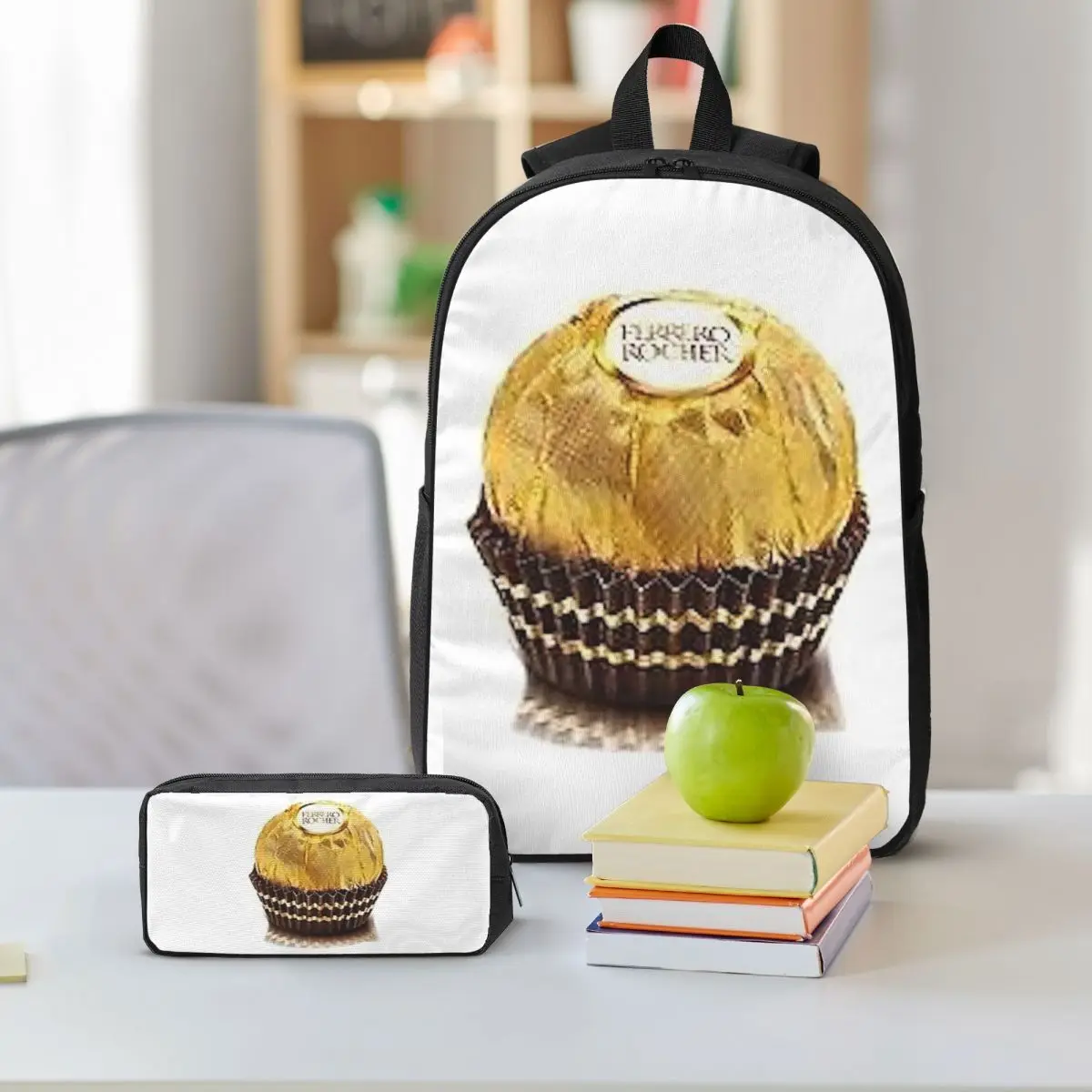 Рюкзак Ferrero Rocher, школьная сумка для студентов, сумка для ноутбука, набор из 3 предметов: термосумка для обедов, пенал (art.: 3920da68c99dc) - 3920da68c99dc