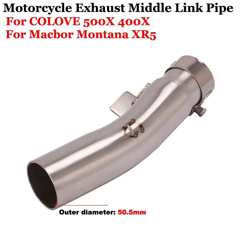 

Motorcycle Exhaust System Escape Modified Muffler Moto 51mm Middle Link Pipe Slip On For COLOVE 500X 400X Macbor Montana XR5