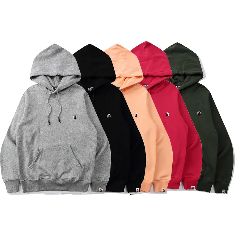 

Высококачественная хлопковая толстовка с длинным рукавом и логотипом Bape, однотонная Толстовка Bape, дизайнерская модная популярная мужская ...
