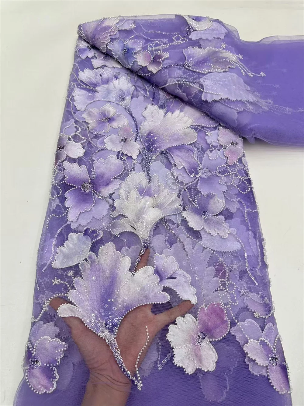 Африканская кружевная ткань с цветочной вышивкой высококачественная 2024 5 ярдов