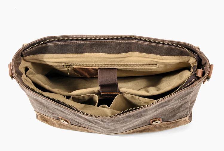 Vintage oil wax canvas genuine leather men's briefcase business casual work handbag outdoor trave lawyer laptop messenger bags