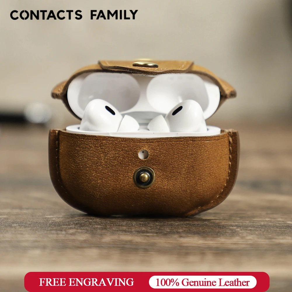 

Genuine Leather Cover For Airpods Pro 2 Charging Box Bluetooth Wireless Earphone Case For Airpod pro case 2 generation with Hook