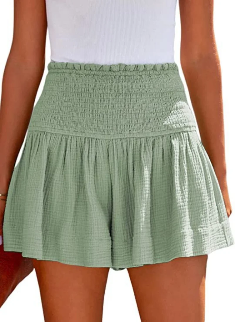 New Half Skirt Gentle Style White Waist Pleated Pleated Skirt 2023 Spring/Summer Solid Short Skirt Women