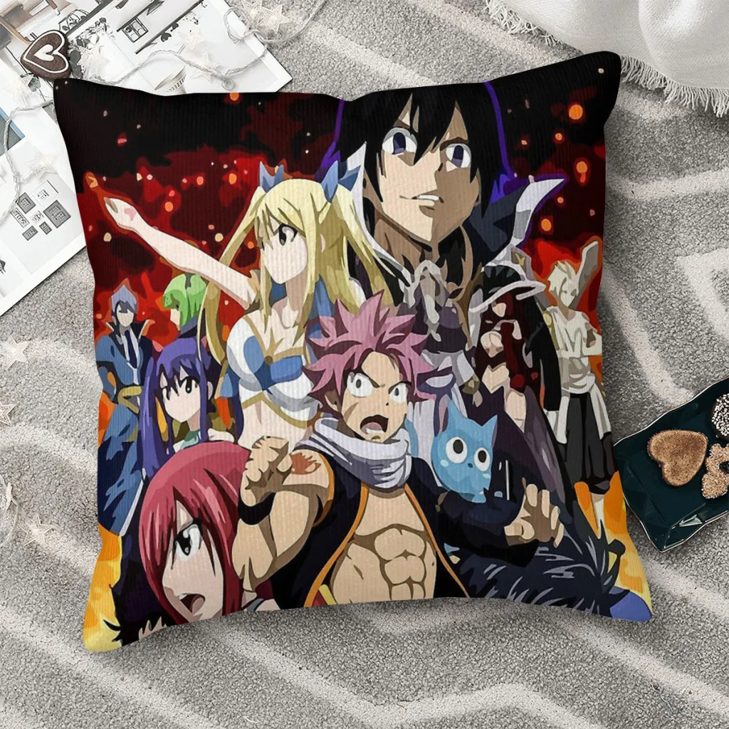 Fairy Tail Natsu Lucy Erza Gray Anime Characters Throw Pillow Case  Short Plus Cushion Covers Home Sofa Chair Backpack