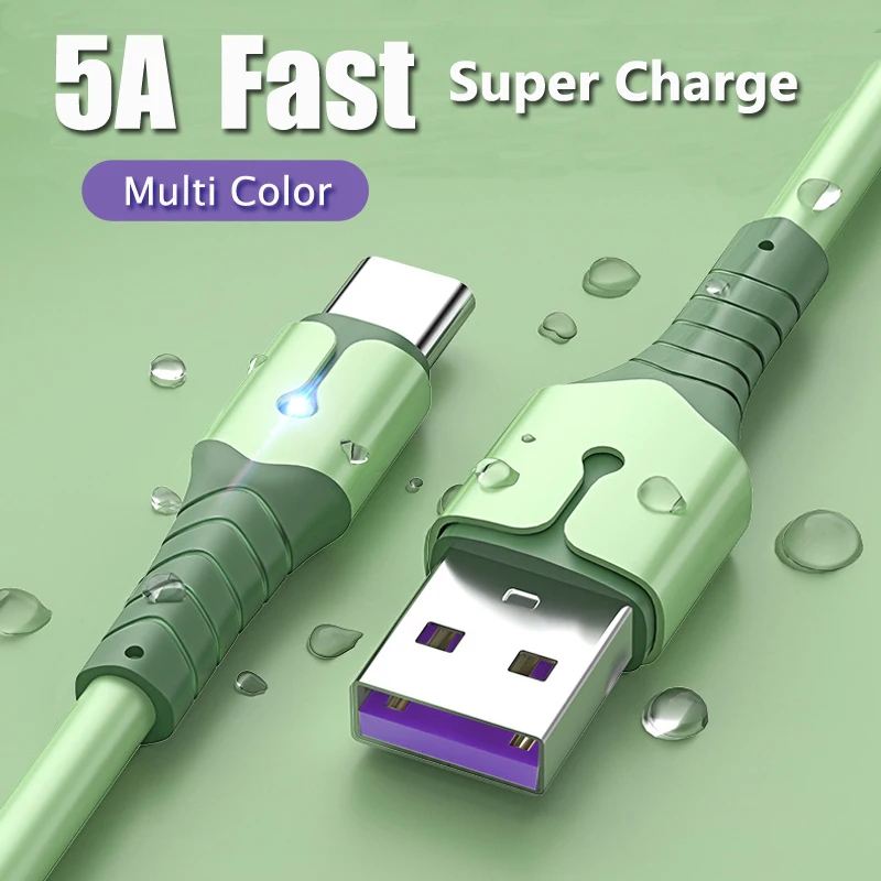 

Liquid Silicone 5A Super Fast Charge Cable Micro USB Type C Data Wire Cord for Samsung S22 Huawei Xiaomi 12 Pro Mi 11 Oneplus