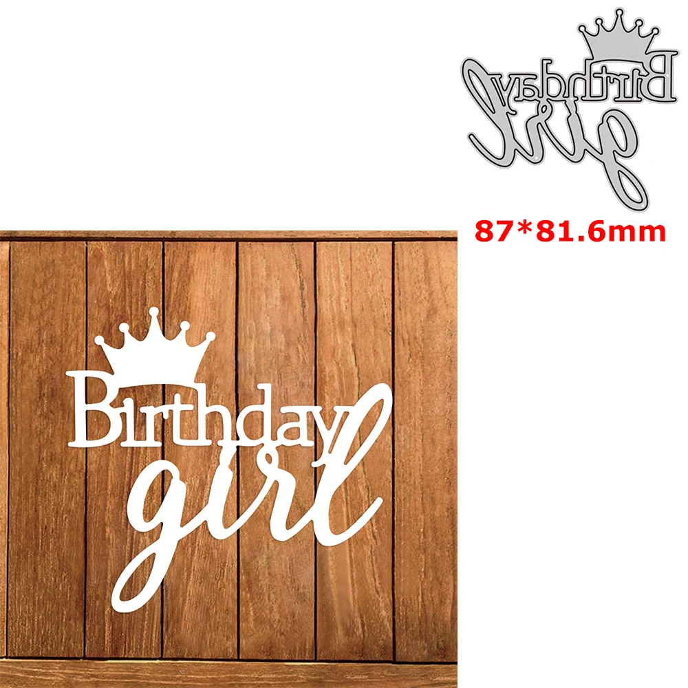 Birthday Girl Words Metal Cutting Dies Crown Die Cut for DIY Scrapbooking Decor Paper Cards Making Template 2023 New