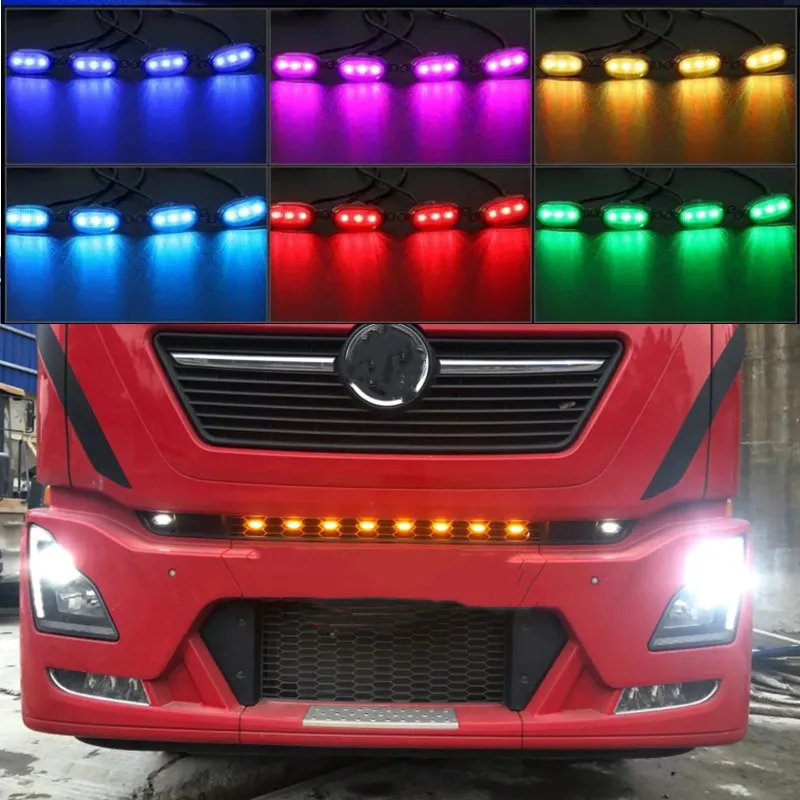 

1 Set Amber Ice Blue LED Truck Scania Front Grille lights DAF grille lamp For Volvo Grille lamp Man DRL truck grille lights