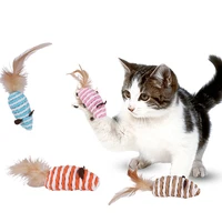 1pc toys for cats pet items chihuahua toy paper rope feather funny sound color mouse realistic sounding toy accessories supplies
