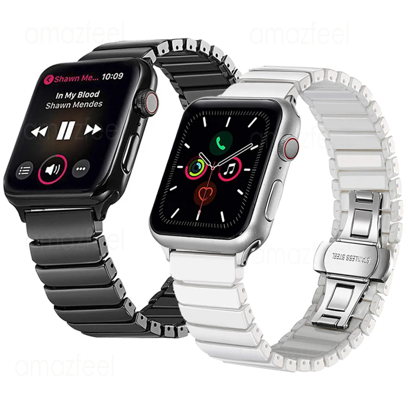 

Ceramic Strap for Apple Watch Band 44mm 42mm 45mm 40mm 38mm 41mm Smart Watch Accessorie iWatch Series 7 6 5 4 3 2 1 SE Bracelets