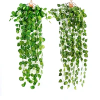 new artificial rattan plant hanging ivy leafy wreath seaweed grape fake flowers home garden wall party decor house decoration